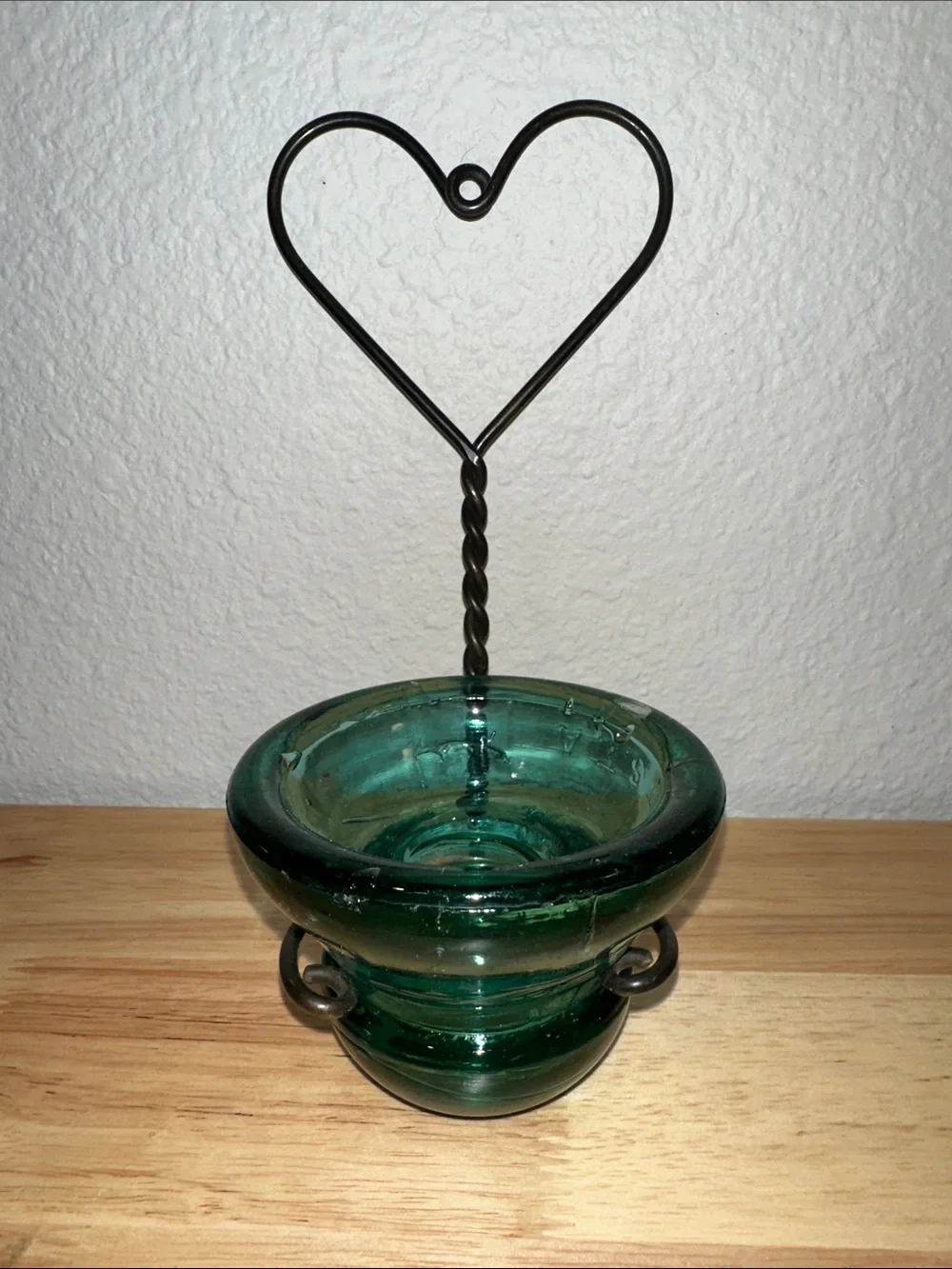 Vintage Green Glass Insulator Hanging Candle Holder / Planter Wall Decor